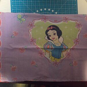 Vintage Disney Princess Pillow Case Bedding Kids Snow White Cinderella 28x17.5in